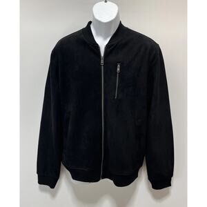 NWT Ben Sherman Men's Faux Suede Bomber Jacket Black Size Medium Full Zip